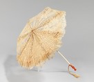 Parasol, silk, linen, metal, wood, ivory, coral, French
