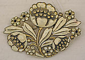 Brooch, metal, enamel, paste, American or European