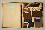 Swatch book, paper, fabric swatches, American