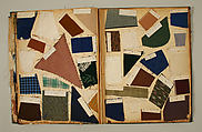 Swatch book, paper, fabric swatches, American