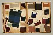 Swatch book, paper, fabric swatches, American
