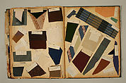 Swatch book, paper, fabric swatches, American