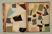 Swatch book, paper, fabric swatches, American
