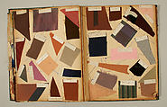 Swatch book, paper, fabric swatches, American