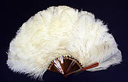 Brisé fan, feathers, plastic, American or European
