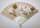 Fan, ivory, silk, American or European