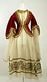 Fancy dress costume, silk, cotton, metallic thread, probably British