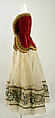 Fancy dress costume, silk, cotton, metallic thread, probably British