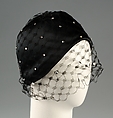 Cocktail cloche, Bergdorf Goodman  American, Silk, rhinestones, American