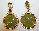 Earrings, Yves Saint Laurent  French, metal, glass, French