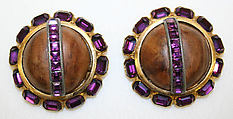Earrings, Yves Saint Laurent  French, wood, glass, metal, French