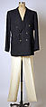 Ensemble, (a, b) wool
(c) cotton
(d) silk
(e, f) leather, Italian