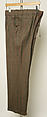 Suit, (d) House of Dior (French, founded 1946), (a,b) cashmere
(c) cotton
(d) silk
(e,f) leather
(g,h) rayon (?), Italian