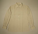 Suit, (d) House of Dior (French, founded 1946), (a,b) cashmere
(c) cotton
(d) silk
(e,f) leather
(g,h) rayon (?), Italian