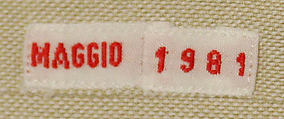 Suit, (d) House of Dior (French, founded 1946), (a,b) cashmere
(c) cotton
(d) silk
(e,f) leather
(g,h) rayon (?), Italian