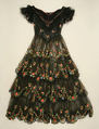 Evening dress, silk, probably British