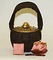 Purse, suede, brass, glass, American or European