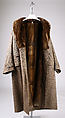 Coat, wool, fur (beaver and mink?), silver, British