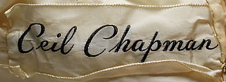 Wedding dress, Ceil Chapman (American, born 1912), cotton, American