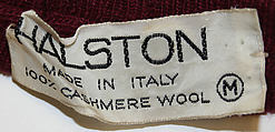 Ensemble, Halston (American, Des Moines, Iowa 1932–1990 San Francisco, California), cashmere, American