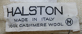 Ensemble, Halston (American, Des Moines, Iowa 1932–1990 San Francisco, California), cashmere, American