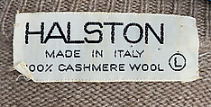 Ensemble, Halston (American, Des Moines, Iowa 1932–1990 San Francisco, California), cashmere, American