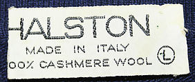 Ensemble, Halston (American, Des Moines, Iowa 1932–1990 San Francisco, California), cashmere, American