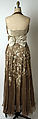 Evening dress, Leslie Morris (American), silk, plastic, American