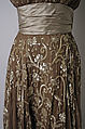 Evening dress, Leslie Morris (American), silk, plastic, American