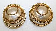 Earrings, metal, plastic, American or European