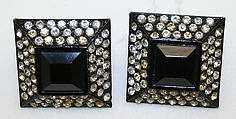 Earrings, Yves Saint Laurent French, rhinestones, plastic, French