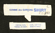 Shirt, Comme des Garçons (Japanese, founded 1969), cotton, Japanese