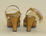 Sandals, B. Altman & Co. (American, 1865–1990), leather, metal, rhinestones, silk, glass, American