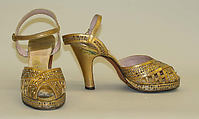 Sandals, B. Altman & Co. (American, 1865–1990), leather, metal, rhinestones, silk, glass, American