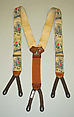 Suspenders, Calvin Curtis, cotton, leather, American