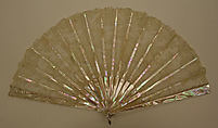Fan, mother-of-pearl, cotton, American or European