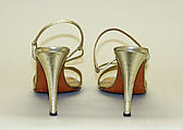 Evening sandals, Halston (American, Des Moines, Iowa 1932–1990 San Francisco, California), leather, American