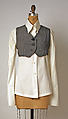 Ensemble, Ann Demeulemeester (Belgian, founded 1985), a) cotton
b) rayon
c) rayon, wool, mohair
d, e) mother-of-pearl, metal, Belgian