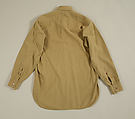 Military uniform, a, f, g, i, l, m) wool
b, c) silver
d, e, j, k, o, p, r, s) metal 
h, n, q) cotton, American