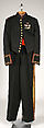 Military uniform, a, c, f) wool
b, h) cotton
d, e, i, j, k) metal
g) silk, American