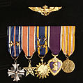 Military uniform, a, c, f) wool
b, h) cotton
d, e, i, j, k) metal
g) silk, American