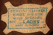 Ensemble, (a) polyester, cotton; (b) linen; (c) cotton, synthetic fiber, leather, metal; (d) suede; (e) cotton, American