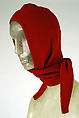 Hood, Giorgio di Sant&#39;Angelo (American, born Italy, 1933–1989), wool, American