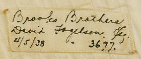 Suit, Brooks Brothers (American, founded 1818), (a, b) wool, silk; (c) silk, cotton, American