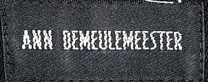 Evening ensemble, Ann Demeulemeester (Belgian, founded 1985), (a, b,c) wool; (d,e) synthetic fiber, Belgian