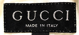 Evening ensemble, Gucci (Italian, founded 1921), (a) rayon; (b) brass; (c, d) leather, Italian