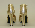 Evening ensemble, Gucci (Italian, founded 1921), (a) rayon; (b) brass; (c, d) leather, Italian