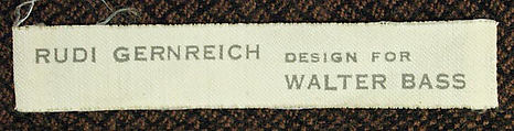 Dress, Rudi Gernreich (American (born Austria), Vienna 1922–1985 Los Angeles, California), wool, American