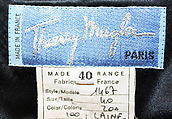 Suit, Mugler (French, founded 1974), wool, French