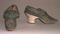 Shoes, silk, silver, probably British